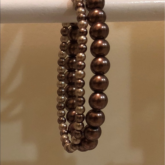 Set of 2 Brown Beaded Stretch Bracelets - Picture 8 of 8
